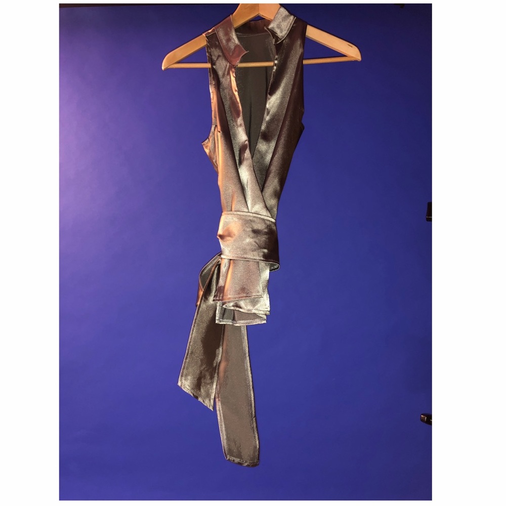 Satin Moss Green Sash Top